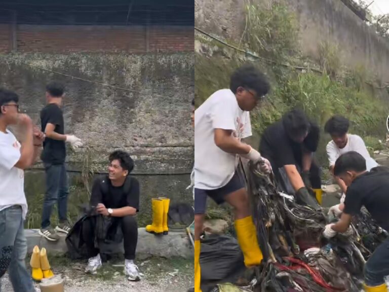 Sekelompok Pemuda Bersihkan Sampah di Sungai, Aksinya Banjir Pujian